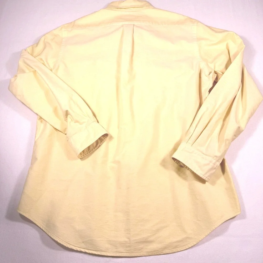 Ralph Lauren Button Down Shirt Large Yellow Cotton Oxford Long Sleeve Pony Logo